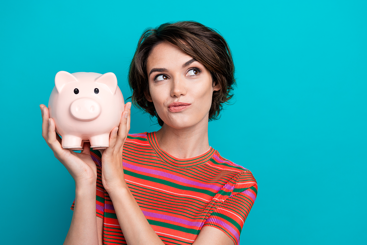 photo of minded wealthy rich woman dressed trendy clothes look